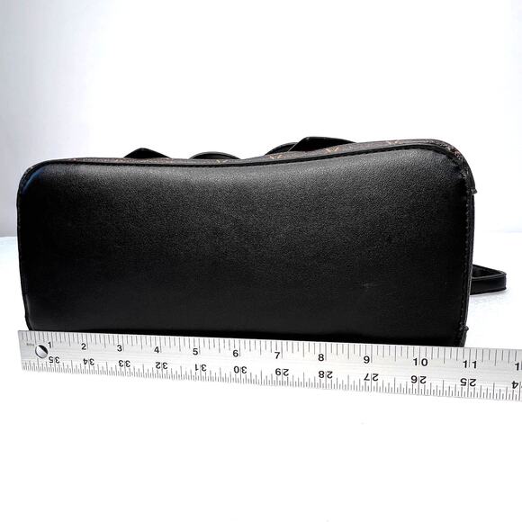 Crossi Black & Brown Bow Bag Textured Faux Leather Purse Designer Satchel Bag - Picture 9 of 12